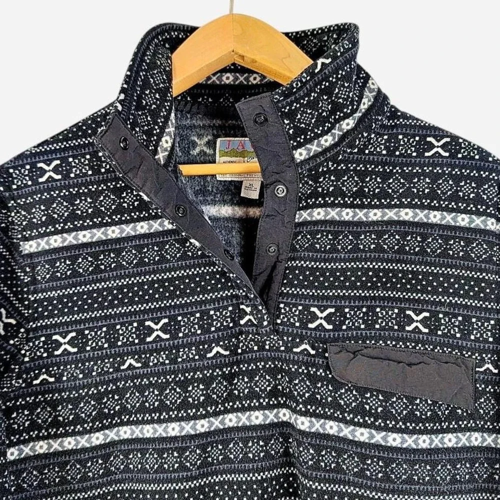 JACHS New York Cabin Mock Neck Fair Isle Fleece Pullover XL - Picture 5 of 8